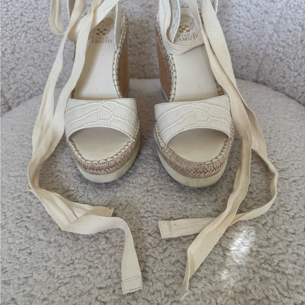 Women's Cream Espadrille Wedge Sandals